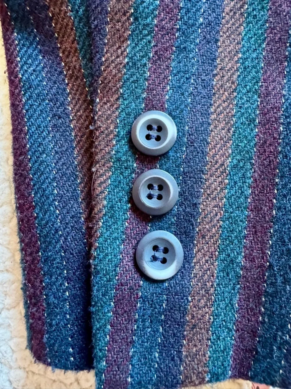 Vintage 80s Sasson Wool Blend Striped Blazer Dark Academia Jacket Sz 4